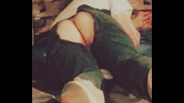Big bum guy with huge balls splits out of his pants