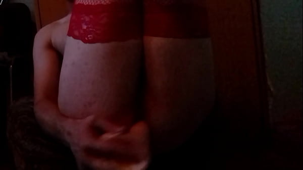 Crossdresser having fun with toy