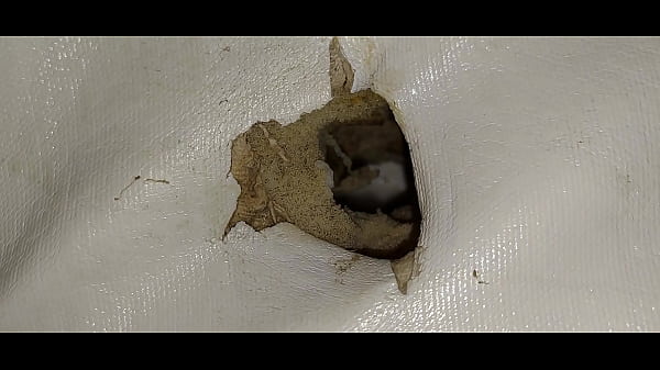 I fuck the hole in the mattress and ejaculate sperm in the mattress 3