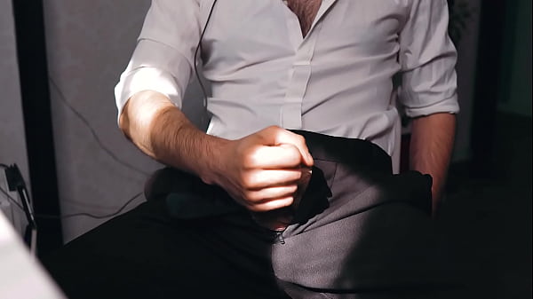 Sexy guy in a suit came after work and immediately decided to masturbate…