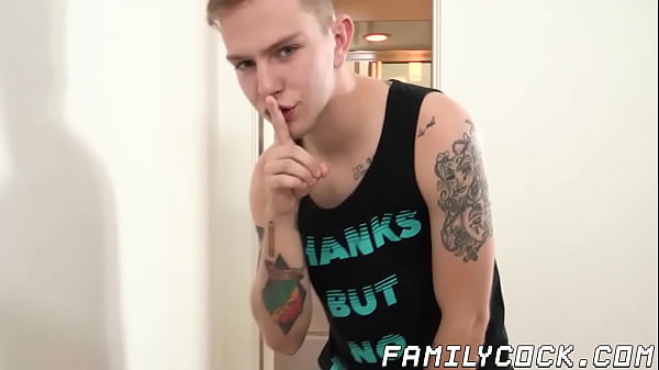 Throat fucking and cum in mouth with stepdad and twink