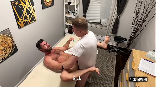 Construction guy gets deep massage treatment by new masseur