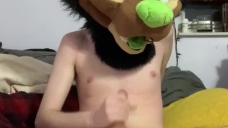 Furry twink fucks his tight ass