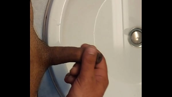 masturbation and ejaculation lots of cum in the sink with water in slow motion