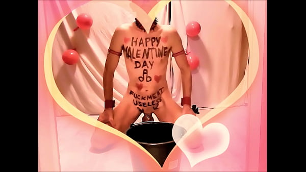 naked pathetic slave in penis cage during VALENTINE day party entertain the guests