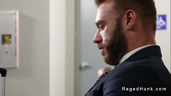 Flight attendant fucks businessman in rest room