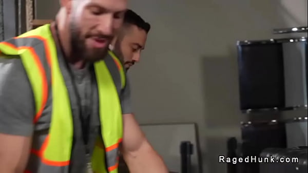Gay flight attendant suck and anal fuck in baggage room