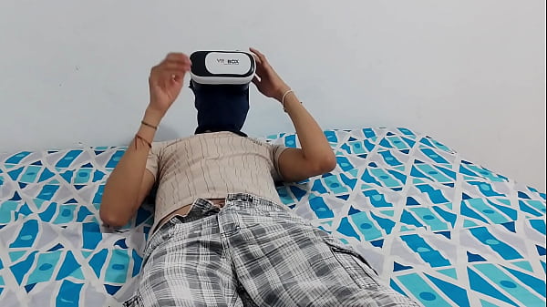Jerking off big cock watching VR porn