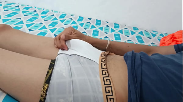 husband masturbating his big cock at home