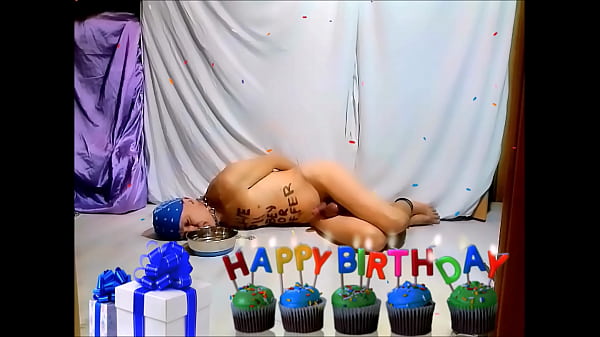 naked pathetic slave wake up, handcuffed, with boner eat his breakfast out of dog bowl, accepted his place, CMNM