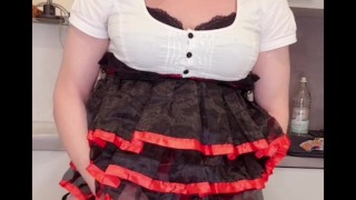 Sissy riding dildo in escort appartment