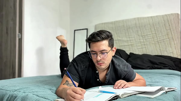 Young college students have sex in their room while doing homework