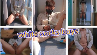 Cute teen masturbates and ejaculates in the hallway by the window