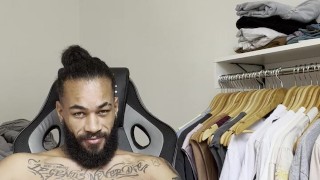 Hot tattoed brazilian jerk off big black cock