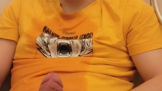 18 years old boy pisses in own mouth and cum + moan