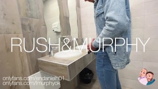 I meet a stud in the airport bathroom and he lets me suck his fat, veiny cock there