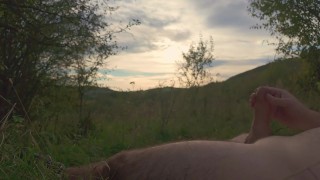 Lazy jerk off in nature to the sunset. 4K Iamhornybobo