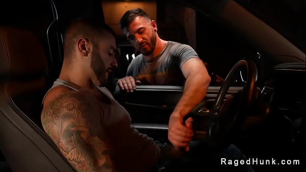 Hairy gays anal sex in the car