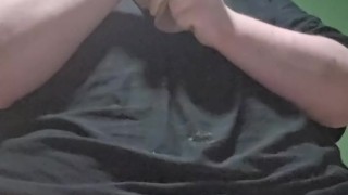Fat male in chastity sucking a dildo and drooling like a waterfall