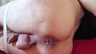 I fist my gaping ass with a rosebud. White panties