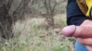Someone can see me! Cum and pee outdoors