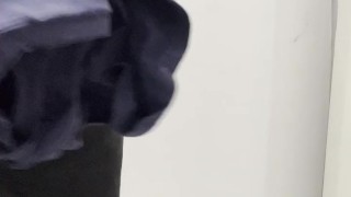 Young man with hard penis in his room while recording and touching his big dick