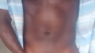 Hunk with big cock and well ball strokes his guy