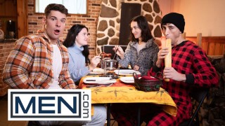 MEN – Liam Alyesto Gives Malik Delgaty A Handjob Under The Table, Then Slips Off To The Bedroom