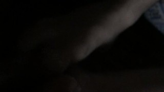 Using my feet to jerk my buds cock