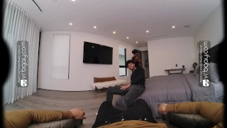 VRB Gay Black Sweaty Tony Genius Deepthroats and Rides a White Dick in VR Porn